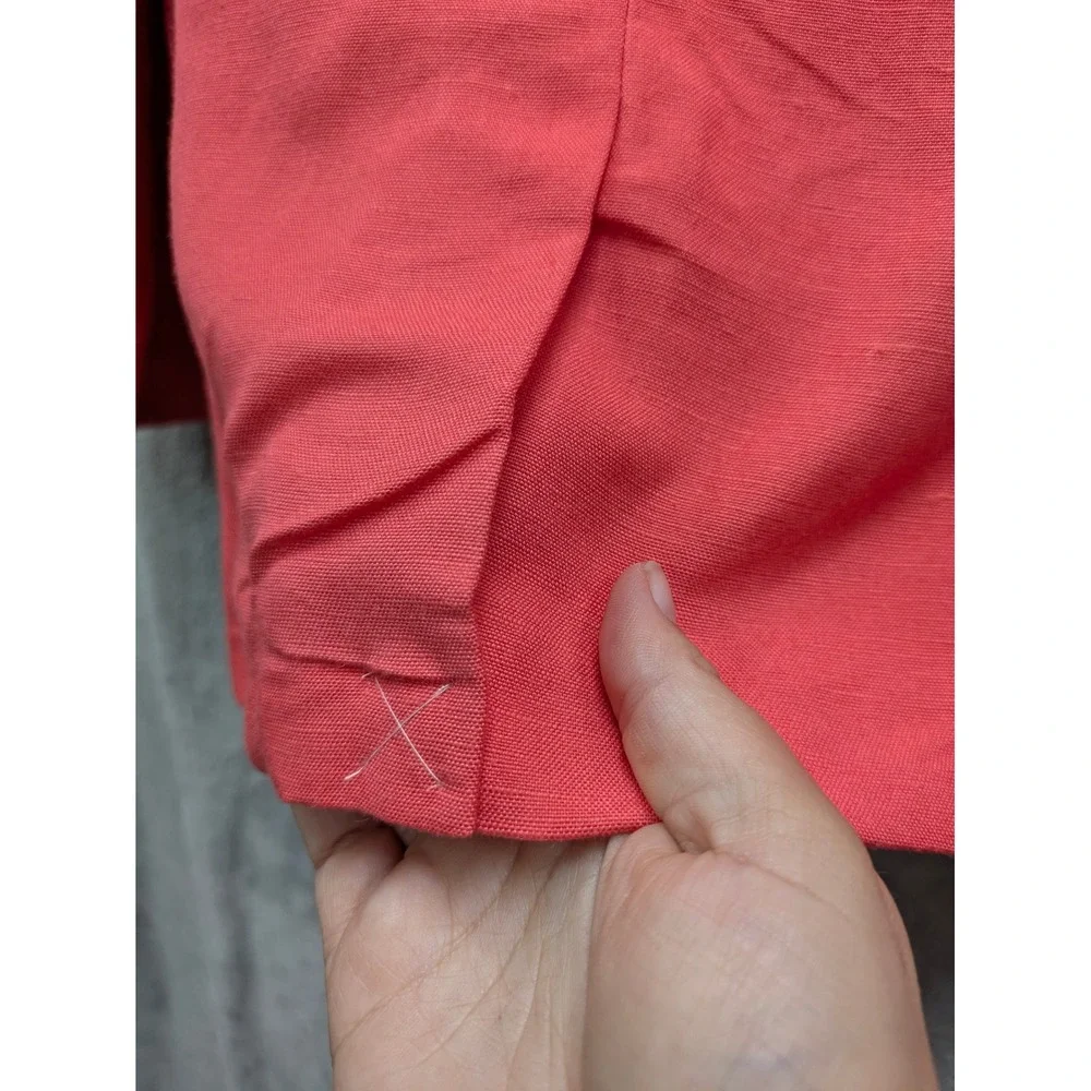 Professional‎ Linen Blend Blazer Womens 14 Coral Pink Open Front Office Career